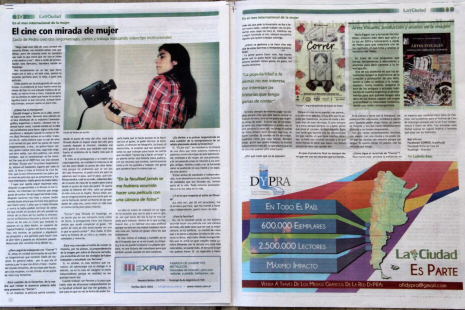 Entrevista a Zaida de Pedro, diario la ciudad edición impresa marzo 2015 autor Ludmila Baez